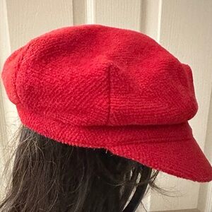 Burberry newsboy cap hat red wool small